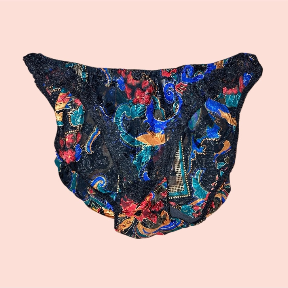 Vintage Black Lace Floral Panty
